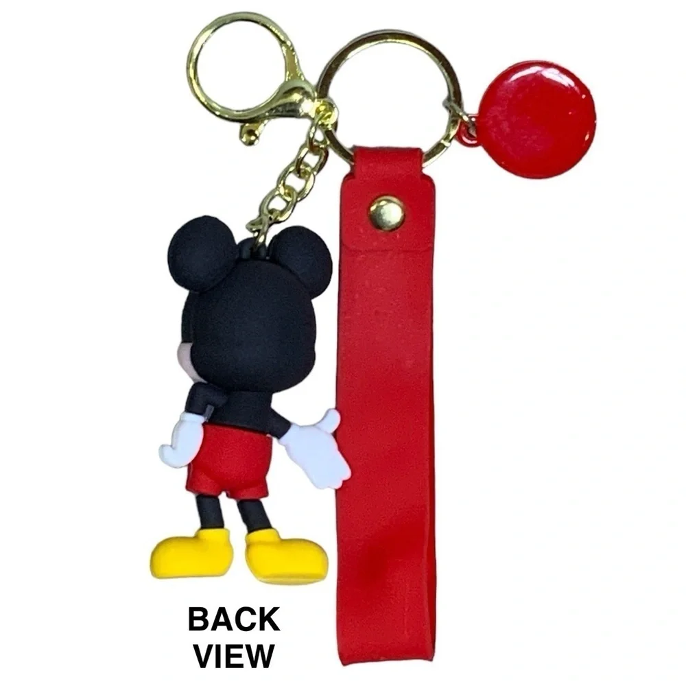 Keychain Mickey Mouse Disney 3D Character Key Ring Wrist Lanyard Pendant Bag